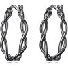 YFN 925 Sterling Silver Hoop Earrings for Women Lightweight Twisted Hoop Earrings with Click-Top Closure，Hypoallergenic Hoops Earrings for Women(Black Hoop Earrings)