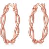 YFN 925 Sterling Silver Hoop Earrings for Women Lightweight Twisted Hoop Earrings with Click-Top Closure，Hypoallergenic Hoops Earrings for Women(Rose Gold hoop Earrings)