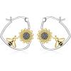 YFN Animal Earrings Sterling Silver Animal Heart Hoop Dangle Earrings Cute Jewelry Gifts for Women(Bee)