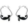 YFN Animal Earrings Sterling Silver Animal Heart Hoop Dangle Earrings Cute Jewelry Gifts for Women(Black Cat)