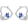 YFN Animal Earrings Sterling Silver Animal Heart Hoop Dangle Earrings Cute Jewelry Gifts for Women(Butterfly)