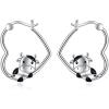 YFN Animal Earrings Sterling Silver Animal Heart Hoop Dangle Earrings Cute Jewelry Gifts for Women(Cow)