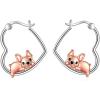 YFN Animal Earrings Sterling Silver Animal Heart Hoop Dangle Earrings Cute Jewelry Gifts for Women(French Bulldog)
