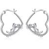 YFN Animal Earrings Sterling Silver Animal Heart Hoop Dangle Earrings Cute Jewelry Gifts for Women(Frog)