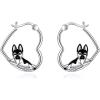 YFN Animal Earrings Sterling Silver Animal Heart Hoop Dangle Earrings Cute Jewelry Gifts for Women(German Shepherd)
