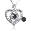 YFN Daughter Necklaces Gifts from Mom Dad Sterling Silver I Love You 100 Languages Projection Necklace Jewelry