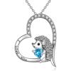 YFN Hedgehog Necklace Sterling Silver Heart Jewelry for Women 18″