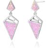 YFN Opal Earrings Sterling Silver Stud Drop Dangle Earrings Jewelry Gifts for Women(pink)