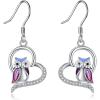 YFN Owl earrings for women Sterling Silver Owl Jewelry Gifts Drop Dangle Earrings for Women