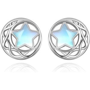 Moonstone Earrings Sterling Silver Stud Earrings Moonstone Jewelry for Women Hypoallergenic Earrings for Sensitive Ears(Moonstone)