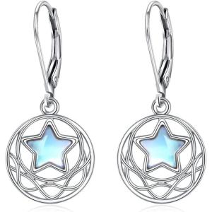 Moonstone Earrings Sterling Silver Stud Earrings Moonstone Jewelry for Women Hypoallergenic Earrings for Sensitive Ears(Moonstone Leverback)