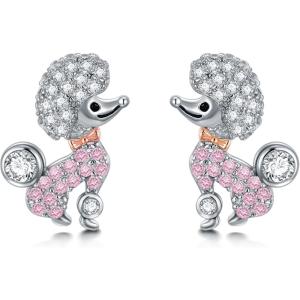 S925 Sterling Silver Stud Earrings for Women Hypoallergenic Earrings(Poodle)