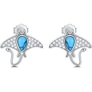 S925 Sterling Silver Stud Earrings for Women Hypoallergenic Earrings(Stingray)