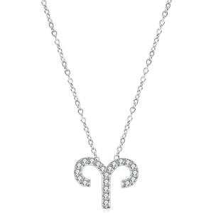 S925 Sterling Silver Zodiac Sign Necklace 12 Constellation Astrology Paperclip Chain Necklace for Women(Arise-Cable Chain)