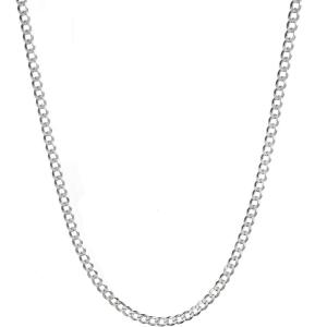 White Gold Plated 3mm 4mm Solid Sterling Silver .925 Cuban Curb Link Chain Necklace(28.0 Inches)