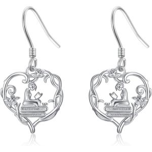 YFN 925 Sterling Silver Book/Animal/Flower Drop Dangle Earrings Earring Hypoallergenic Jewelry for Christmas Graduation Mother’s Day Birthday(A01 Book)
