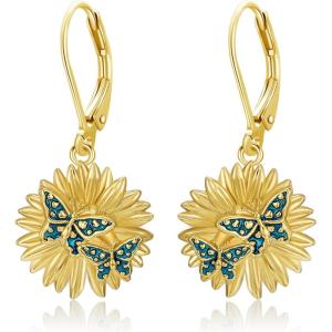 YFN 925 Sterling Silver Book/Animal/Flower Drop Dangle Earrings Earring Hypoallergenic Jewelry for Christmas Graduation Mother’s Day Birthday(H01 Butterly)