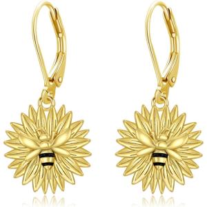 YFN 925 Sterling Silver Book/Animal/Flower Drop Dangle Earrings Earring Hypoallergenic Jewelry for Christmas Graduation Mother’s Day Birthday(H02 Bee)