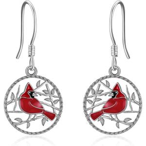 YFN 925 Sterling Silver Dangle Drop Earring Hypoallergenic Earring Jewelry Gift for Women Girls(Cardinal)