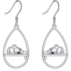 YFN Animal Earrings Sterling Silver Animal Heart Hoop Dangle Earrings Cute Jewelry Gifts for Women(Koala Dangle)