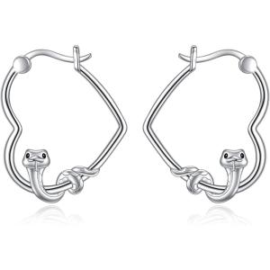 YFN Animal Earrings Sterling Silver Animal Heart Hoop Dangle Earrings Cute Jewelry Gifts for Women(Snake)