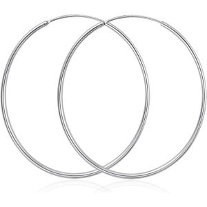 YFN Hoop Earrings Sterling Silver Polished Round Circle Endless Earrings Diameter 20,30,40,50,60,70,80mm(Diameter 50mm Hoop Earrings)