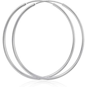 YFN Hoop Earrings Sterling Silver Polished Round Circle Endless Earrings Diameter 20,30,40,50,60,70,80mm(Diameter 60mm Large Hoop Earrings)