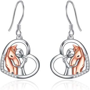 YFN Horse Earrings/Dog Earrings Sterling Silver Animal Drop Dangle Earrings Horse Jewelry Gift for women(Horse with Women Earrings)