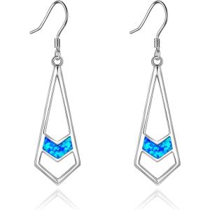 YFN Opal Earrings Sterling Silver Stud Drop Dangle Earrings Jewelry Gifts for Women(blue 2)