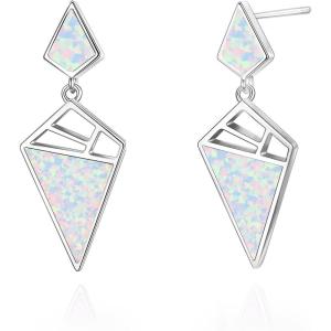 YFN Opal Earrings Sterling Silver Stud Drop Dangle Earrings Jewelry Gifts for Women(white)