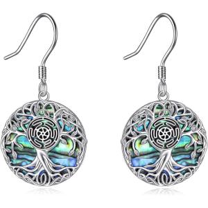 YFN Tree of Life Earrings Sterling Silver Tree Life Eardrop with Abalone Shell Dangle Drop Earrings Jewelry Gifts for Women(Hecate)