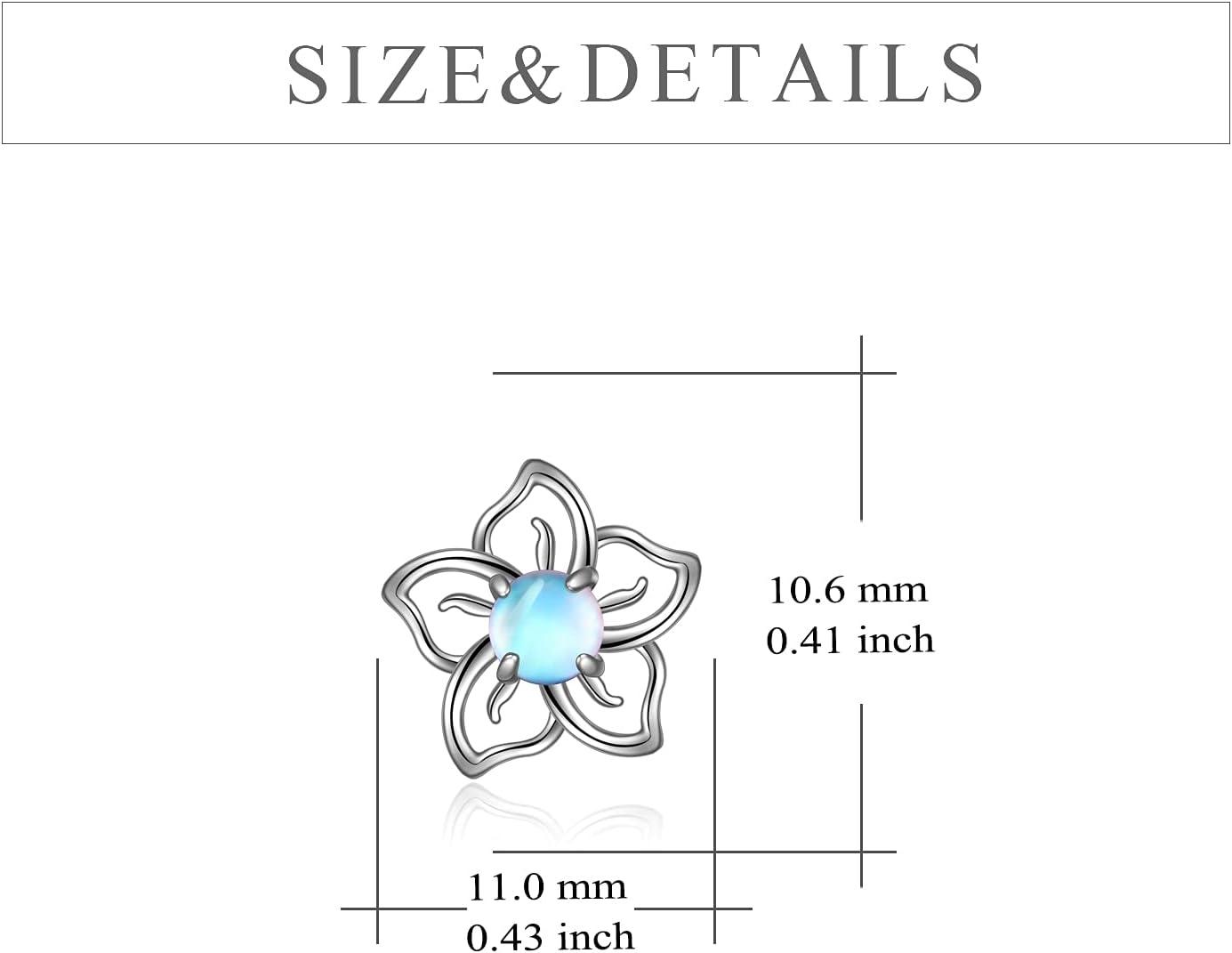 image:imageFlower Moonstone Earrings Sterling Silver Stud Earrings Moonstone Jewelry for Women Hypoallergenic Earrings for Sensitive EarsPlumeria