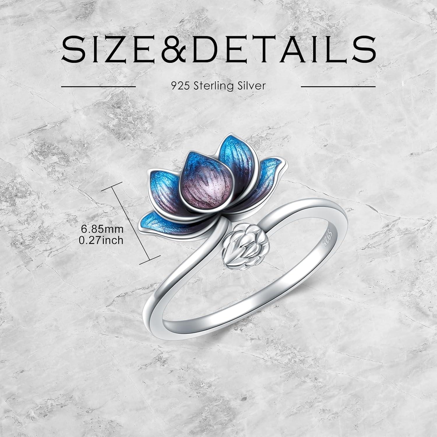image:imageYFN 925 Sterling Silver MountainMushroomMermaid Ring Adjustable Open Rings Jewelry for Women GirlsLotus