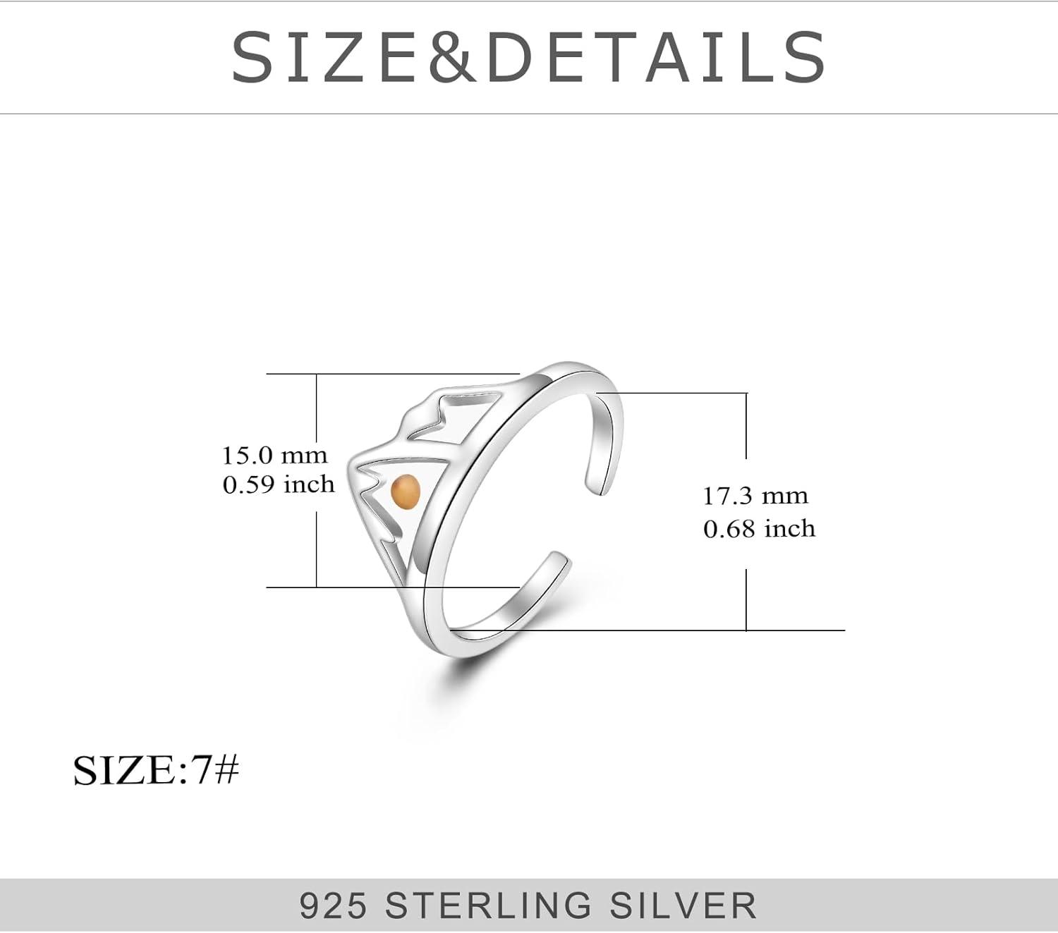 image:imageYFN 925 Sterling Silver MountainMushroomMermaid Ring Adjustable Open Rings Jewelry for Women GirlsMountainMustard Seed