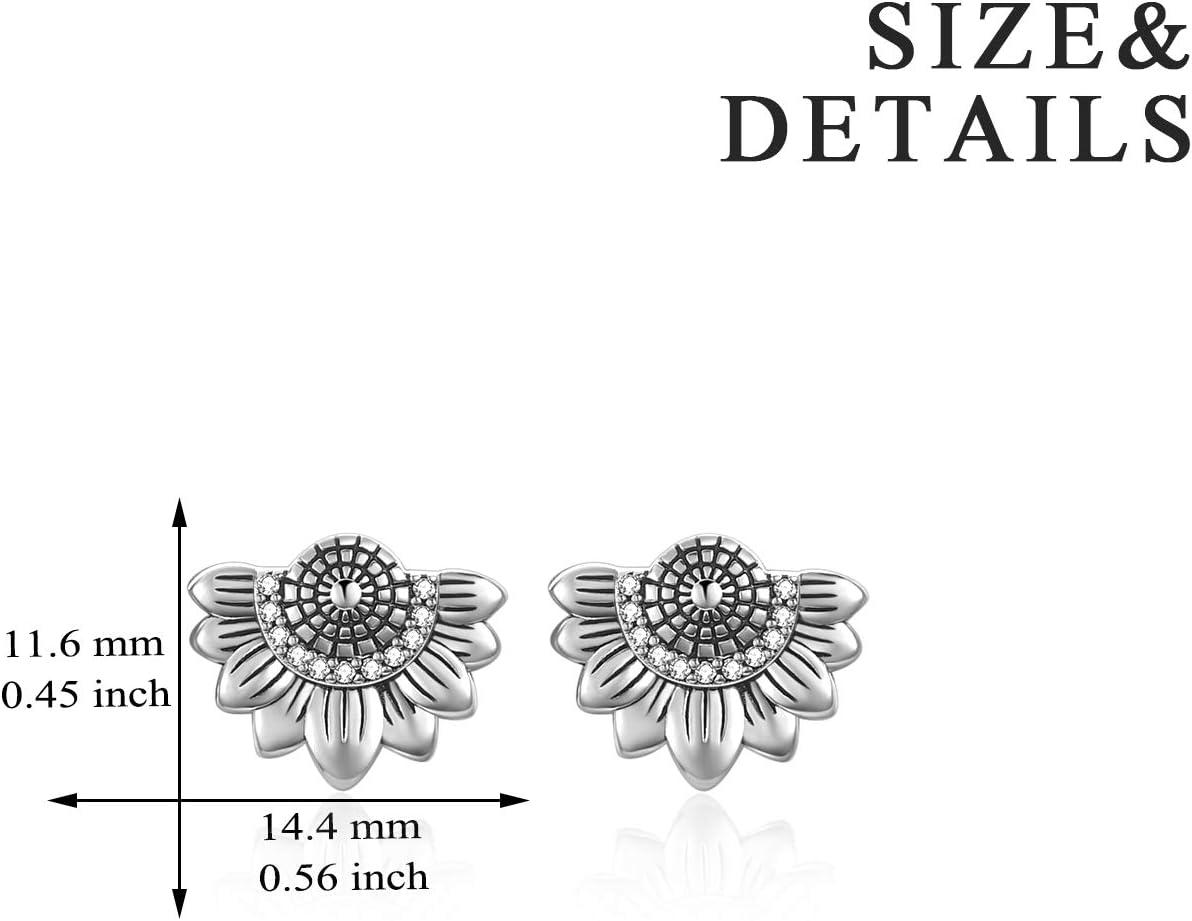 image:imageYFN 925 Sterling Silver Sunflower Stud Earrings Hypoallergenic Flower Earring Jewelry Gift for WomenSilver