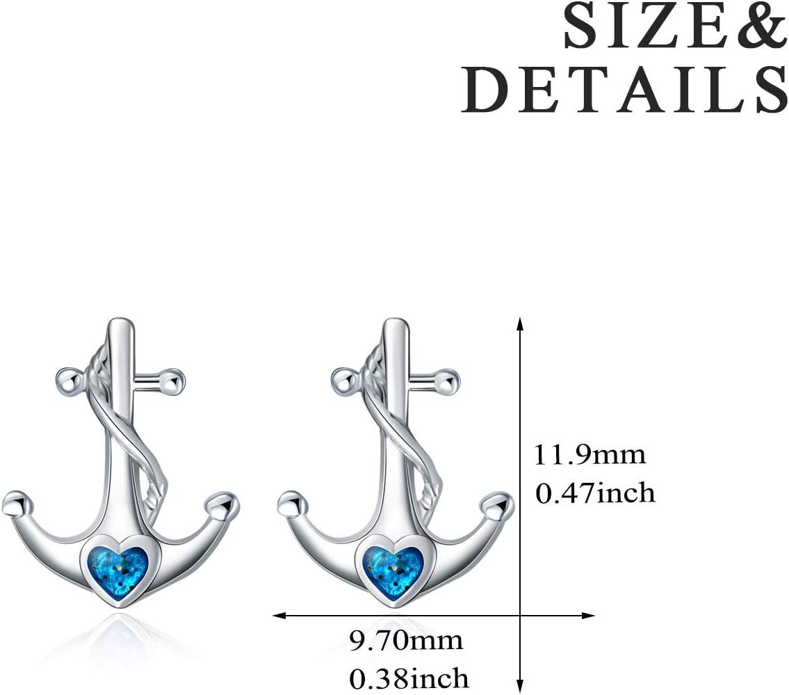 image:imageYFN Anchor Earrings Sterling Silver Anchor Stud Nautical Jewelry for Women