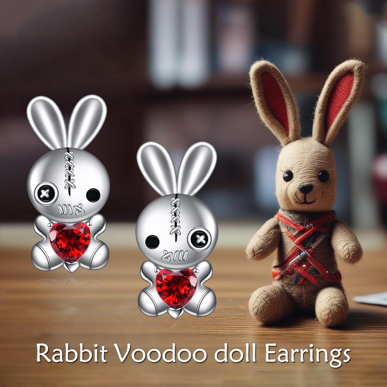 image:imageYFN Gothic Earrings Sterling Silver Voodoo DollOuija Board Earrings Goth Wiccan Jewelry Witchy Gifts for WomenVoodoo Bunny