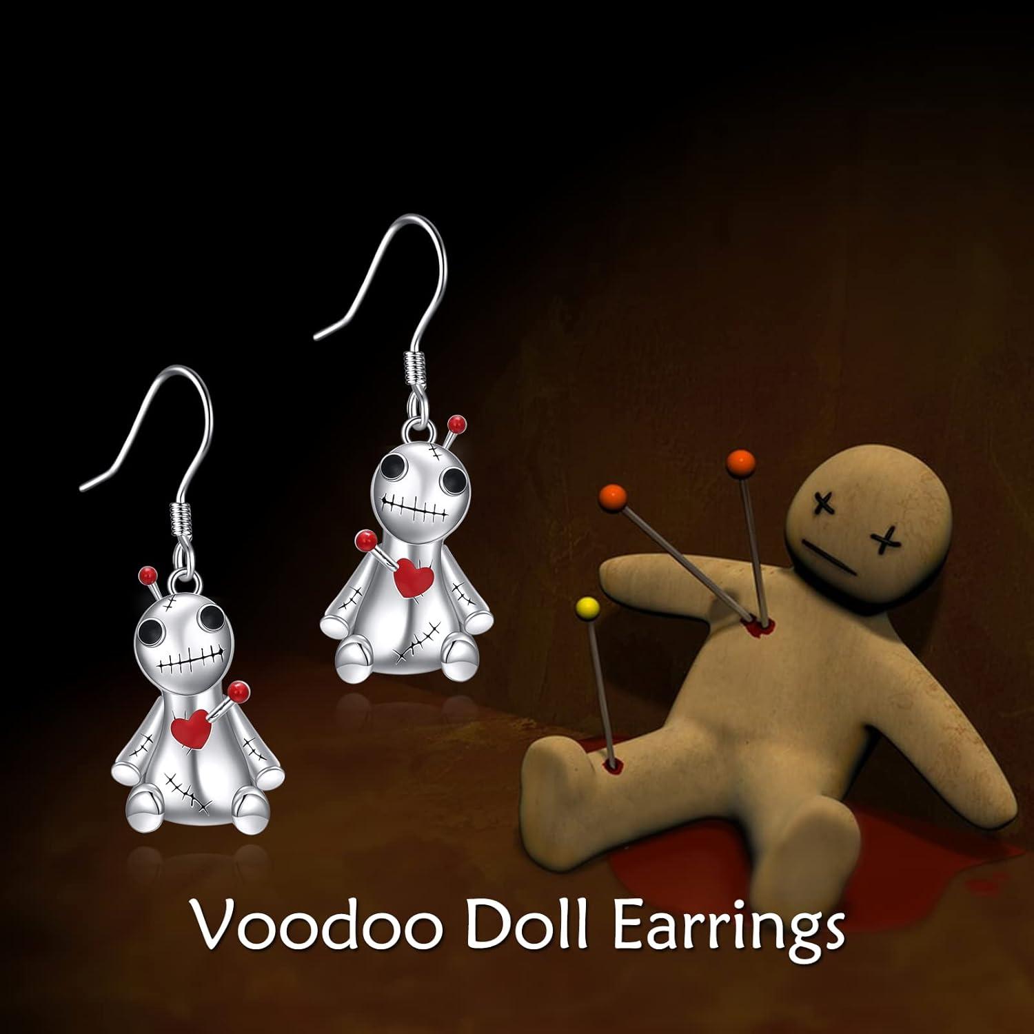 image:imageYFN Gothic Earrings Sterling Silver Voodoo DollOuija Board Earrings Goth Wiccan Jewelry Witchy Gifts for WomenVoodoo Dangle