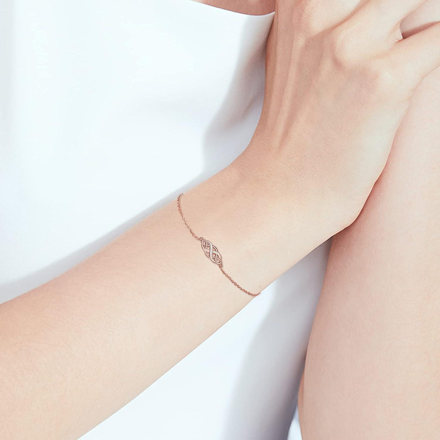 image:imageYFN Irish Celtic Knot Bracelets Sterling Silver Infinity Love Opal Bracelet Jewelry 18 for Women Teen GirlsPink