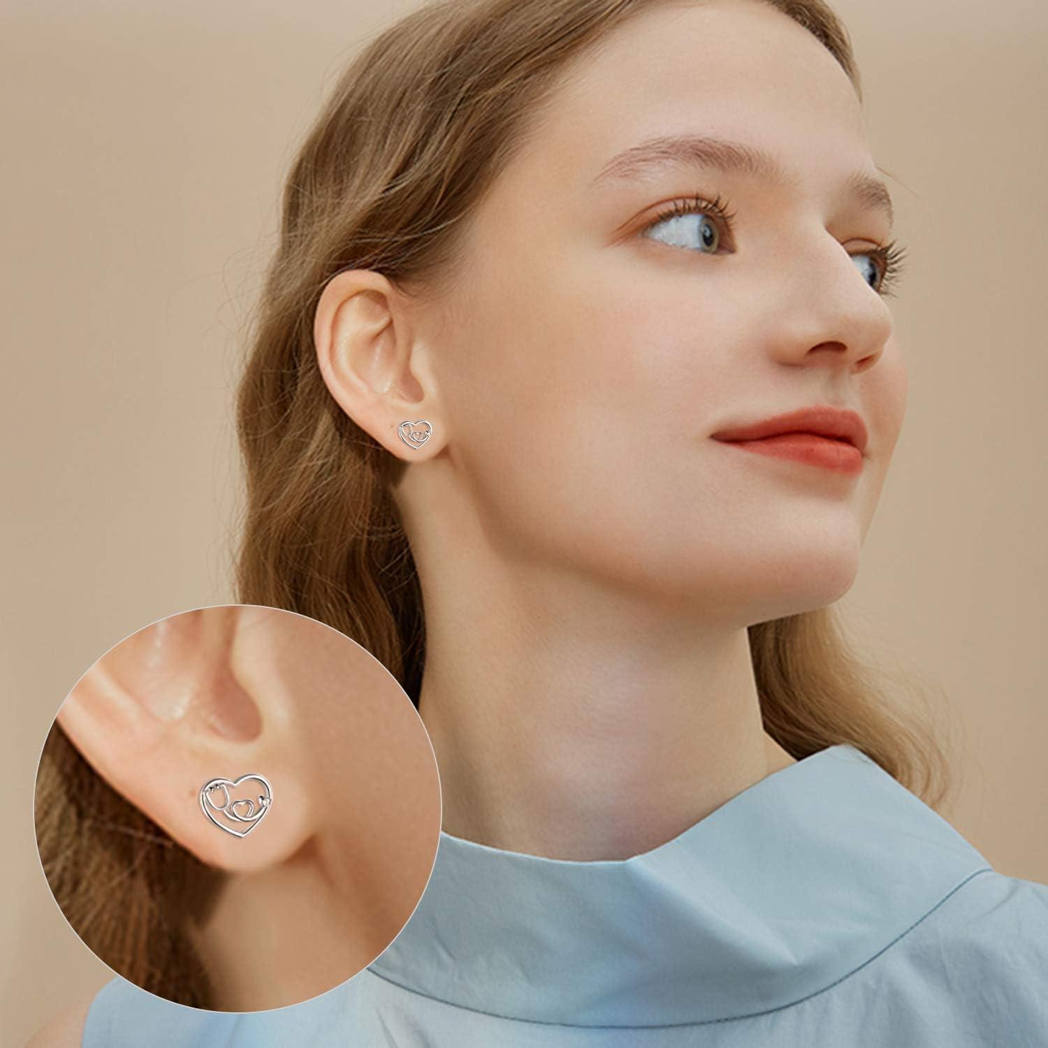 image:imageYFN Nursing Themed Stud Earrings Sterling Silver Jewelry Gift for NurseStethoscope