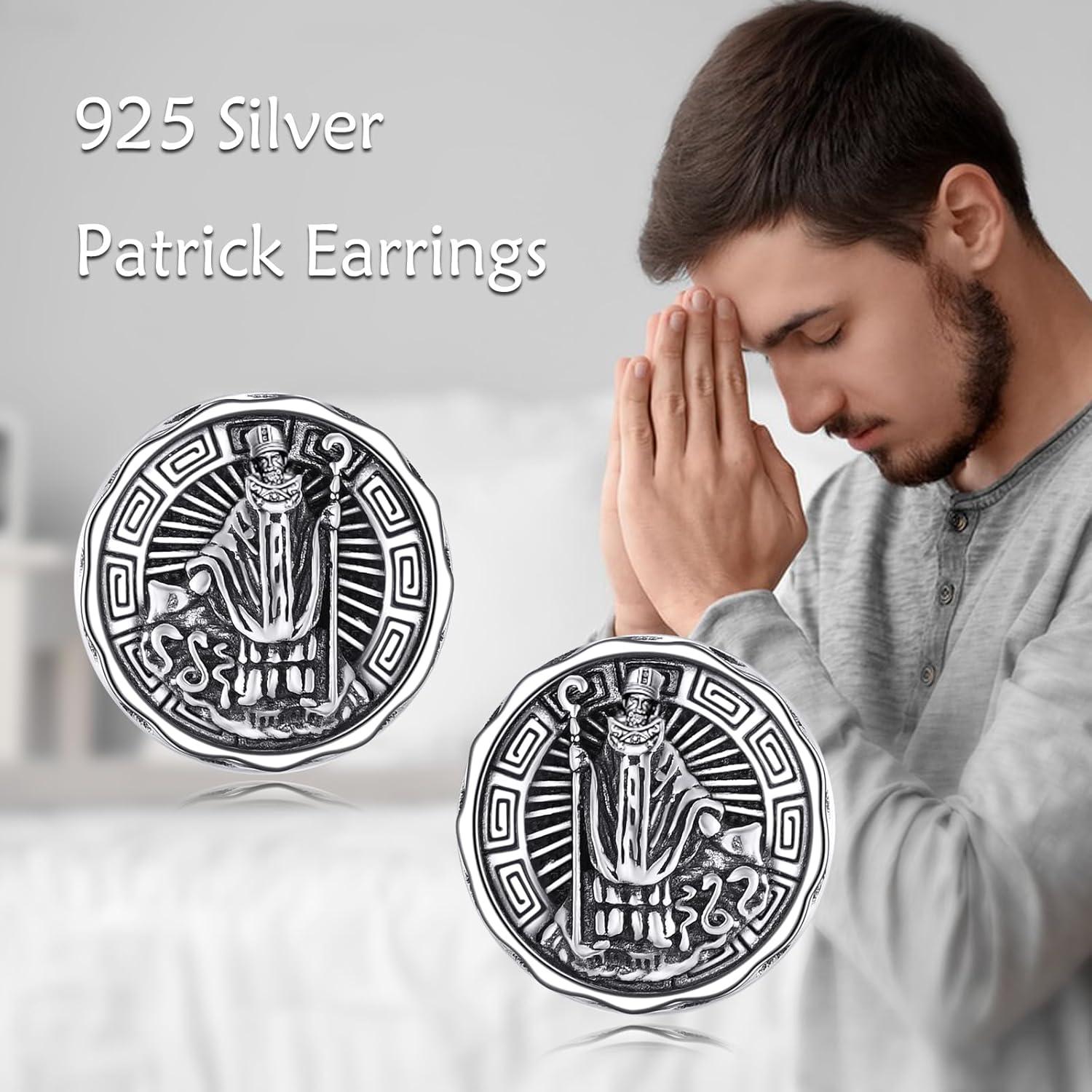 image:imageYFN Saint Michael Earrings Sterling Silver Religious Protector Earrings St Michael Archangel Jewelry Gifts for Women MenDSt Patrick Stud