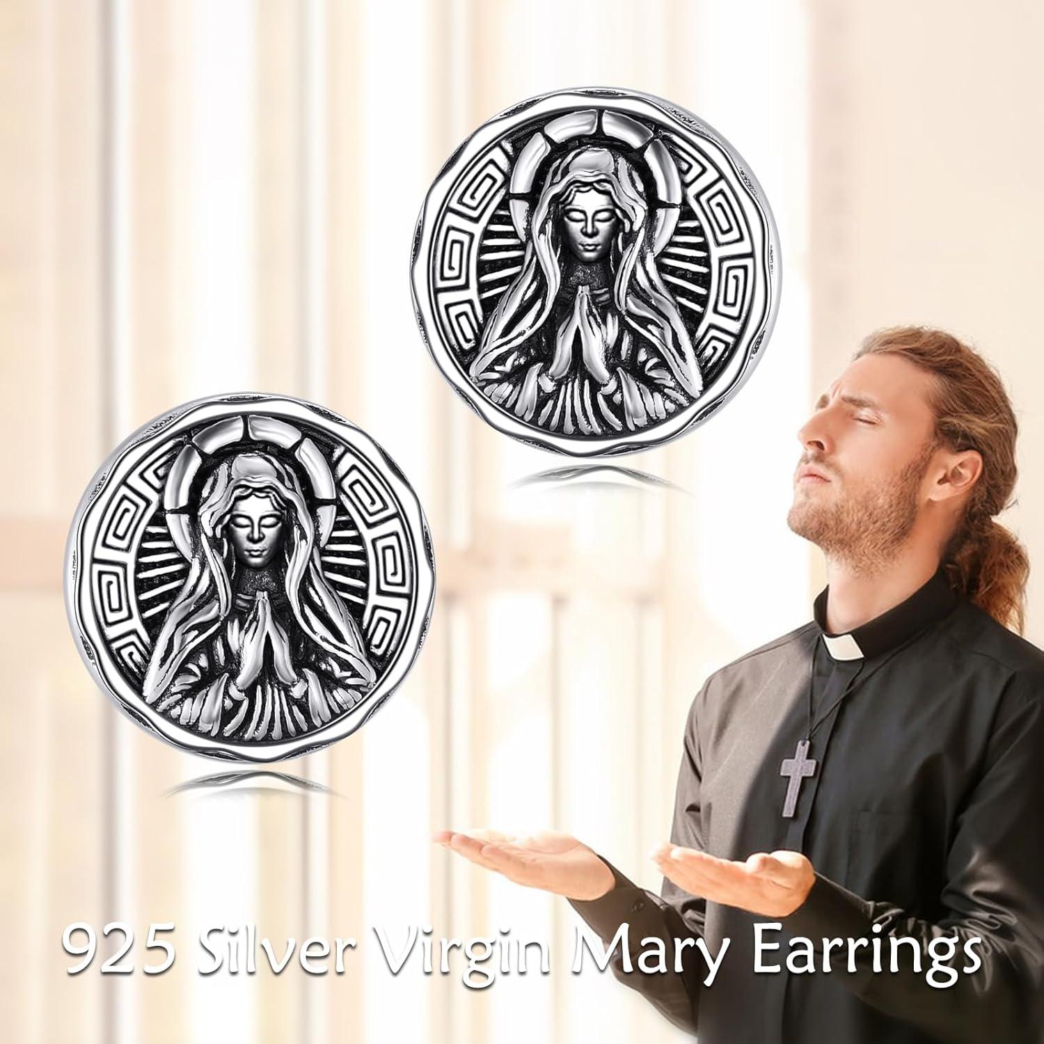 image:imageYFN Saint Michael Earrings Sterling Silver Religious Protector Earrings St Michael Archangel Jewelry Gifts for Women MenEVirgin Mary Stud