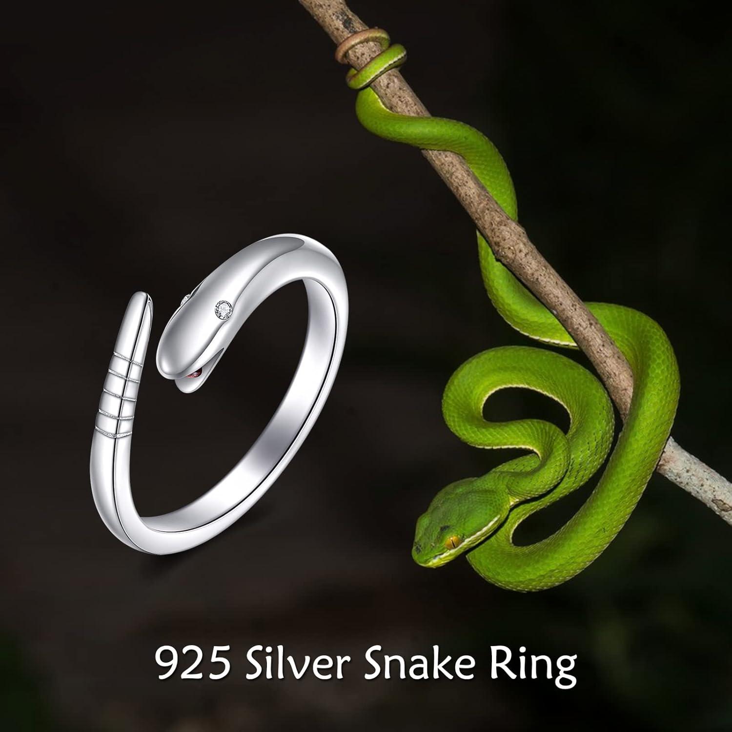 image:imageYFN Sterling Silver Animal Rings Adjustable Open Rings Jewelry Gifts For Women MenWhite Snake