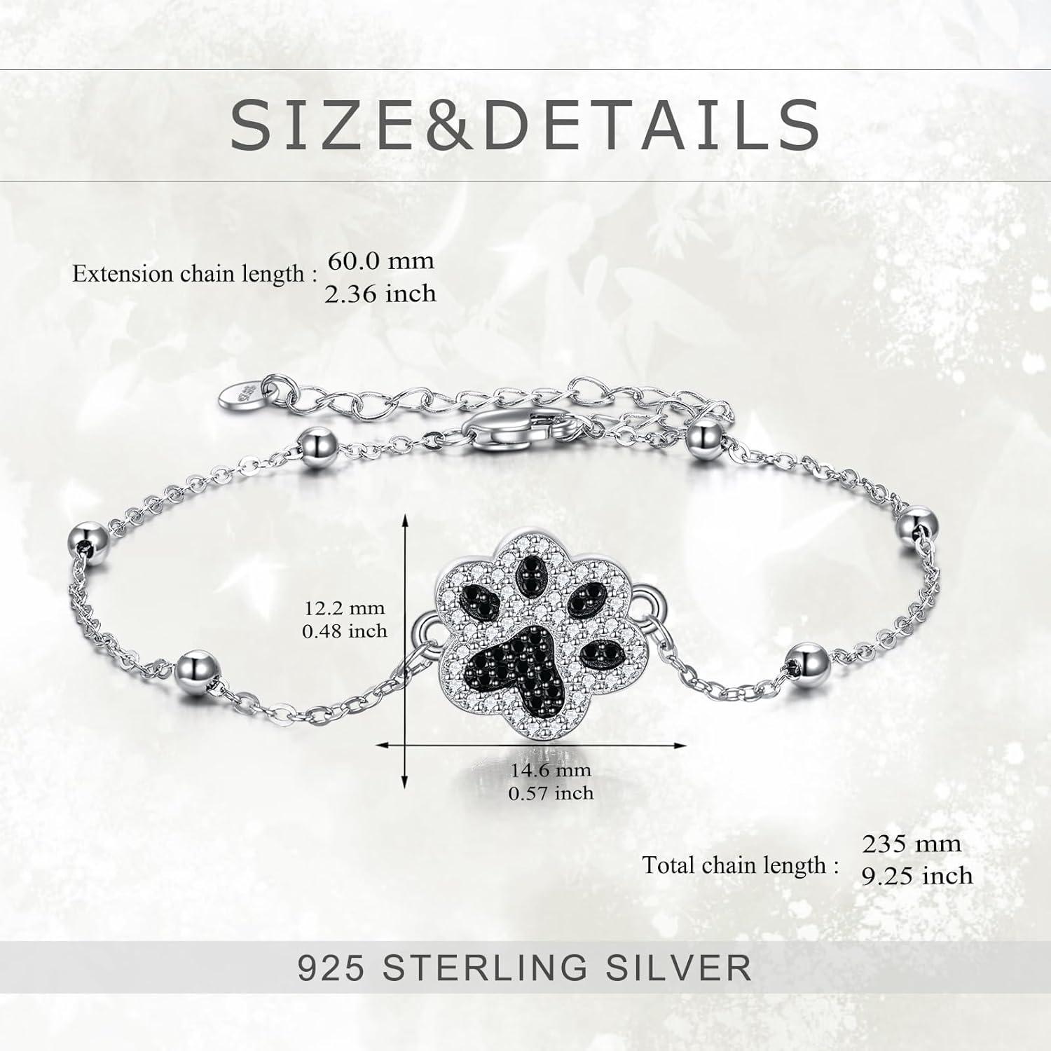 image:imageYFN Sterling Silver Bracelets SunflowerCardinalPaw PrintEvil Eye Gifts for WomenPaw Print 1 Charm