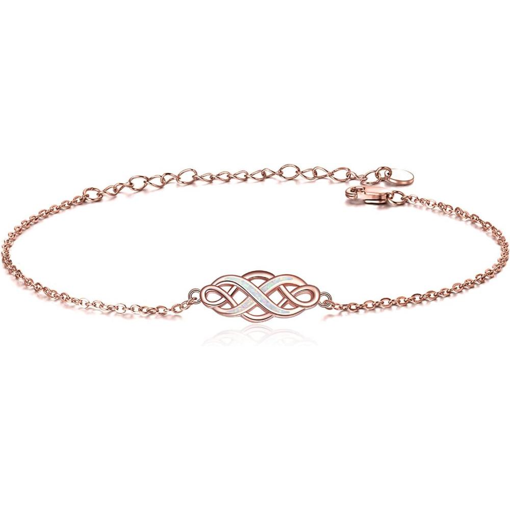 image:imageYFN Irish Celtic Knot Bracelets Sterling Silver Infinity Love Opal Bracelet Jewelry 18 for Women Teen GirlsPink