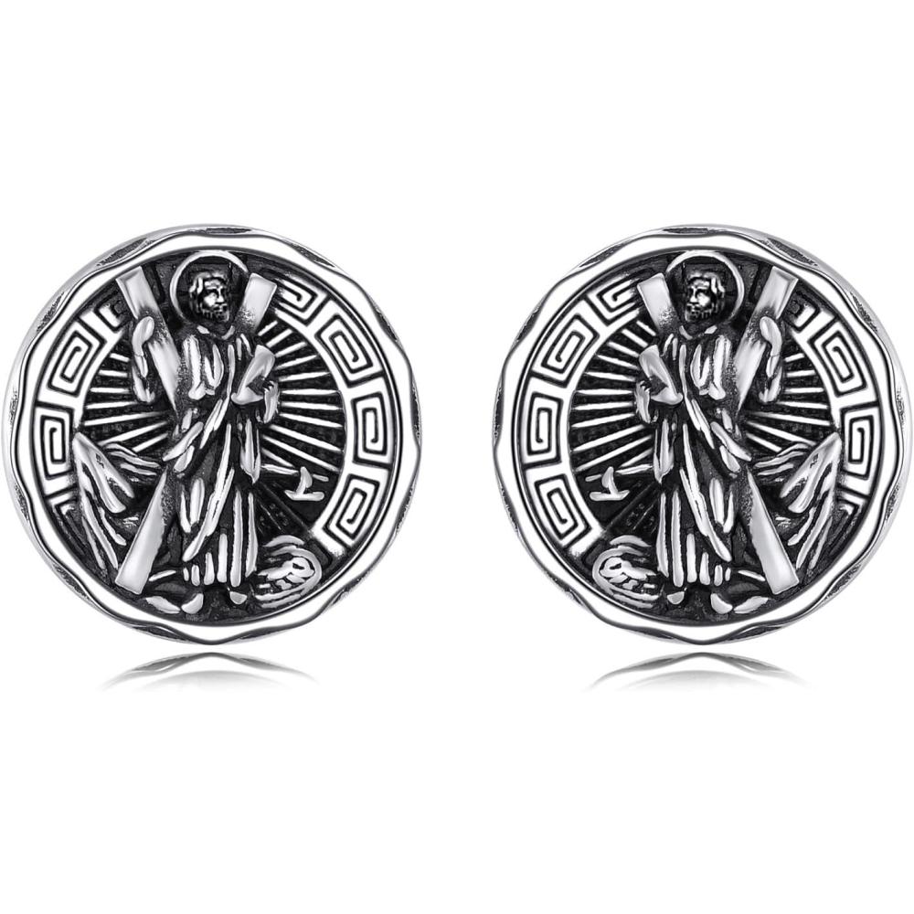 image:imageYFN Saint Michael Earrings Sterling Silver Religious Protector Earrings St Michael Archangel Jewelry Gifts for Women MenBSt Andrew Stud
