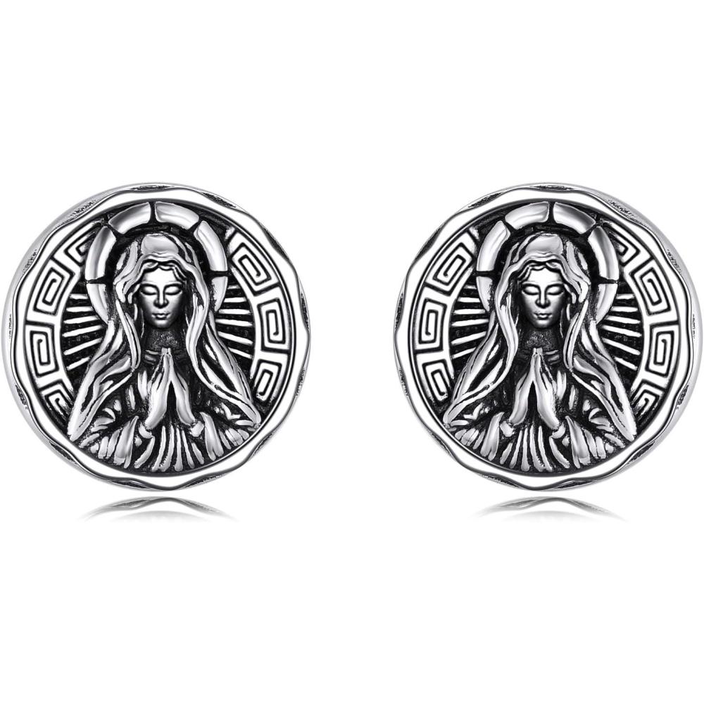 image:imageYFN Saint Michael Earrings Sterling Silver Religious Protector Earrings St Michael Archangel Jewelry Gifts for Women MenEVirgin Mary Stud