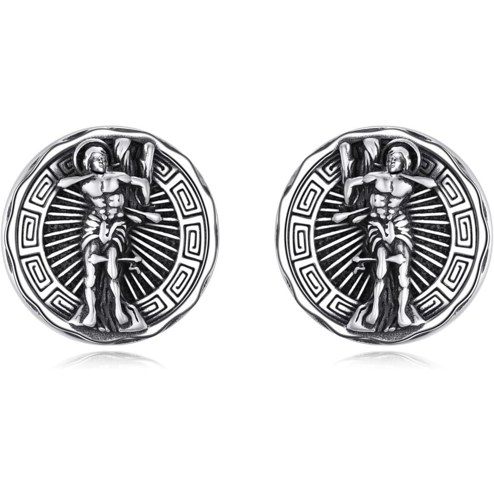 image:imageYFN Saint Michael Earrings Sterling Silver Religious Protector Earrings St Michael Archangel Jewelry Gifts for Women MenFSt Sebastian Stud