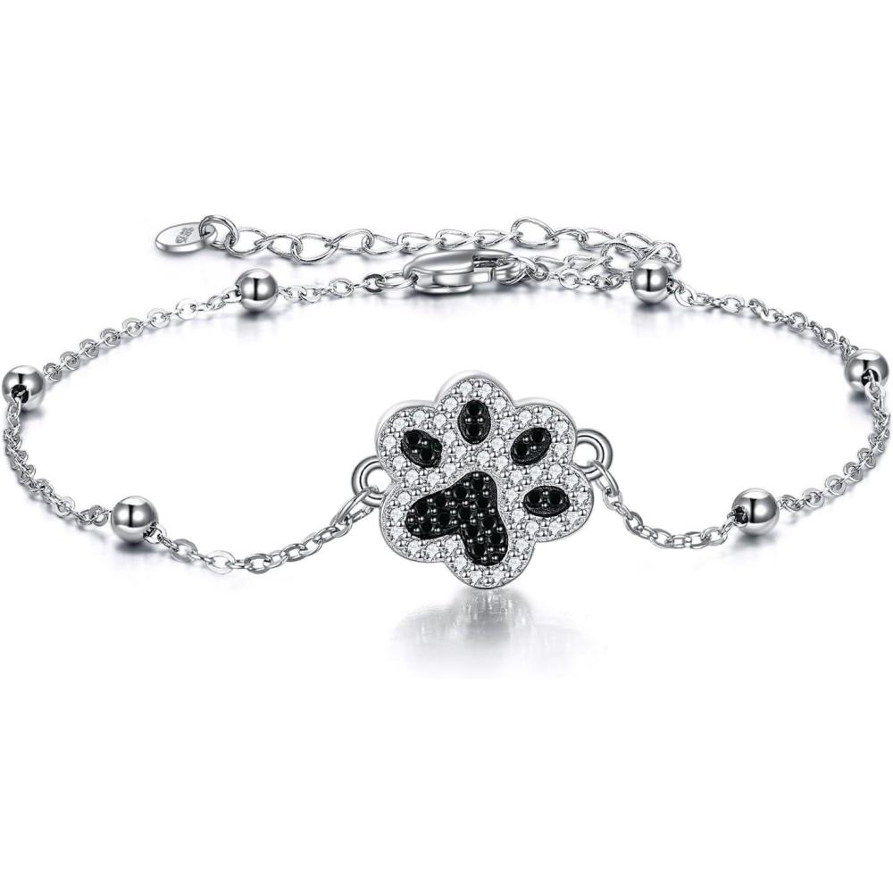 image:imageYFN Sterling Silver Bracelets SunflowerCardinalPaw PrintEvil Eye Gifts for WomenPaw Print 1 Charm