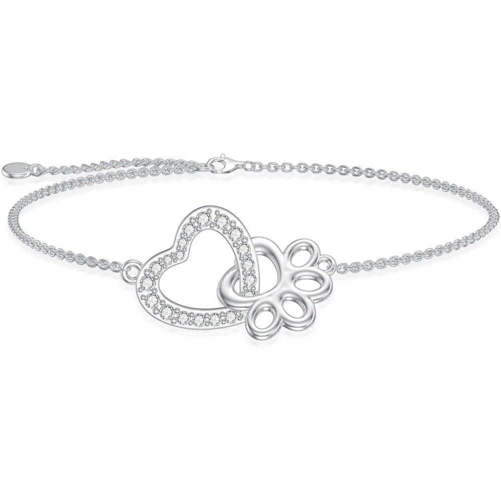 image:imageYFN Sterling Silver Bracelets SunflowerCardinalPaw PrintEvil Eye Gifts for WomenPaw PrintHeart